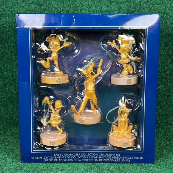 Disney Other - Walt‎ Disney World 50th Anniversary Fab 50 Gold Magic Kingdom Ornaments Mickey